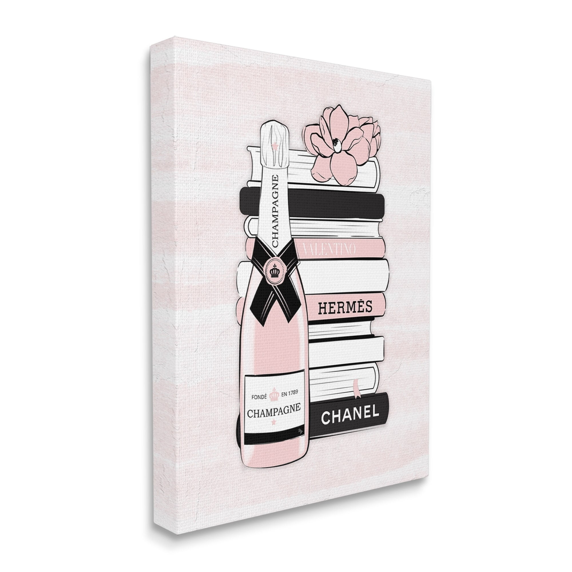 Stupell Industries Fancy Champagne Crown Bottle Luxury Fashion Flower Bookcase ,24 x 30, Design by Martina Pavlova