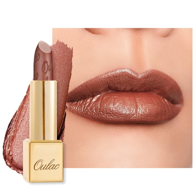 Oulac Lápiz labial con purpurina para mujer con brillo metálico 3D Fórmula hidratante ligera Color de labios de alto impacto Belleza vegana transparente Maquillaje de labios Me Time (24)
