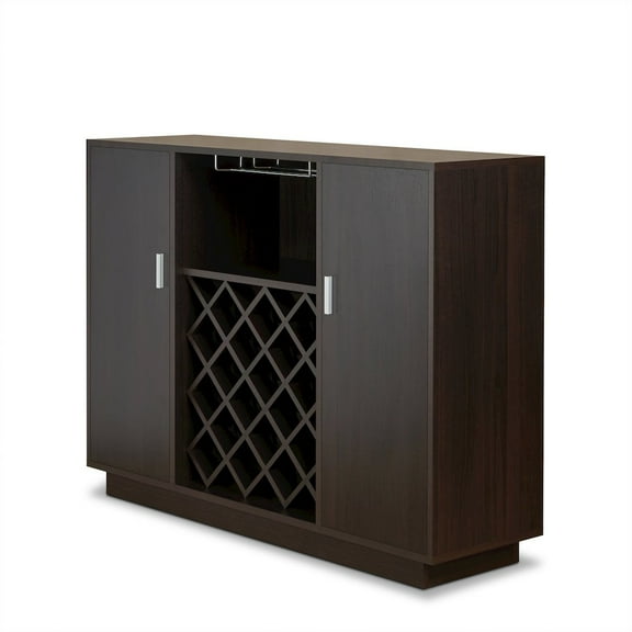 Plethoria Home Espresso 2-door Rectangular Wine Cabinet with Steamware Rack