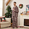 thumbnail image 3 of Vulcanodon Men's Plaid Pajama Set, Soft Long Sleeve Button-Down 2-piece Sleepwear with Lapel Collar & Pockets Cozy Lounge PJs(RED GREEN PLAID-BEIGE, M), 3 of 4