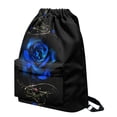 thumbnail image 2 of Xoenoiee Blue Rose Print Drawstring Backpack for Men Women, Waterproof Gym Bag Sackpack Sports Bag Draw String Backpacks for Cycling Basketball Soccer Yoga, 2 of 8