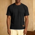 thumbnail image 4 of hlysgo Mens Short Sleeve T-Shirts Casual Knit Texture Crewneck Pocket Tee Tops Loose Fit Summer Shirt Black,4xL, 4 of 6