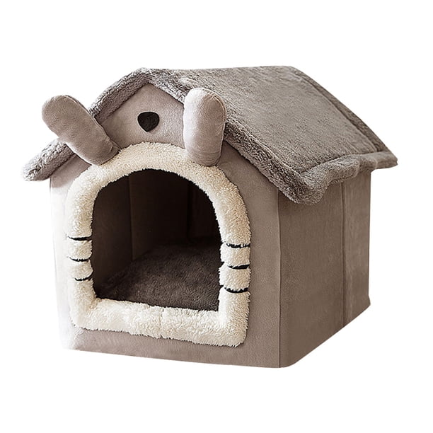 Cama plegable para gatos, casa cálida para perros, cesta de nido para dormir de felpa semicerrada para interiores Tmvgtek Oficina Multiescena Multifunción