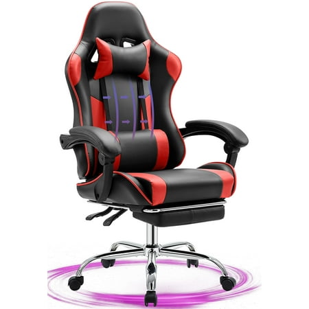 JONPONY Big and Tall Gaming Chair, Ergonomic Design, Gamer Chair PU Leather with Footrest and Lumbar Support, High Back Office Chair Support 8 Hours Long Sitting, Computer Chair,Black RED