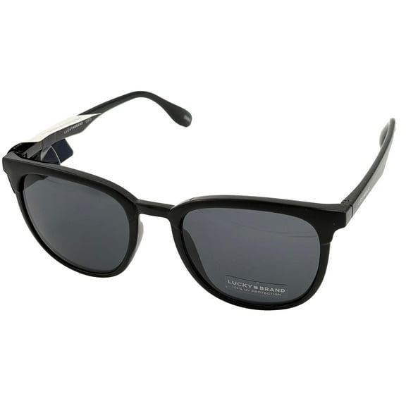 Lucky Brand Mens Black Plastic Soft Square Sunglass Smoke Gradient Lens D2010