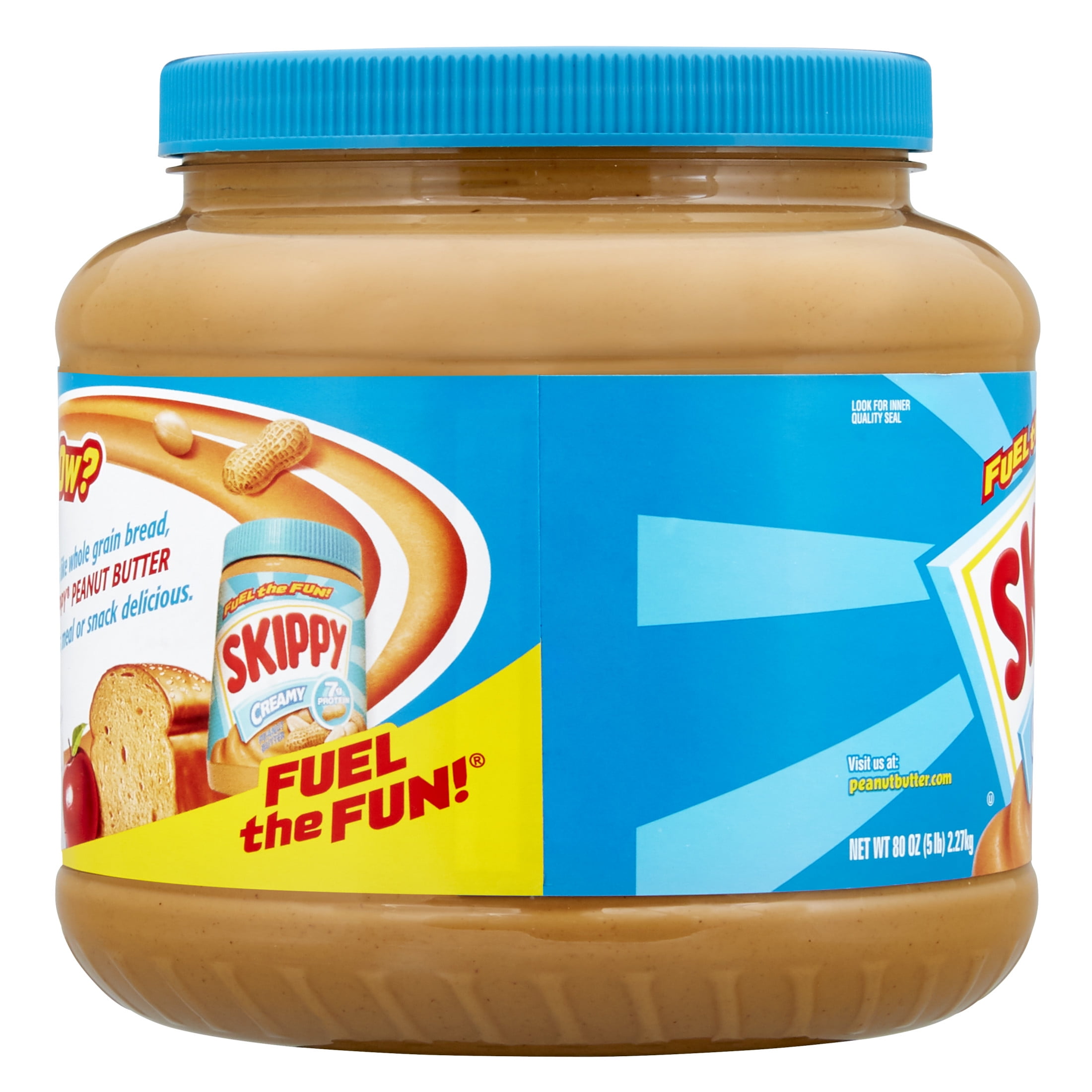 (2 pack) SKIPPY Peanut Butter, Creamy, 7 g Protein Per Serving, Shelf-Stable, 80 oz Plastic Jar