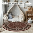 thumbnail image 5 of Pentantan Vintage Round Area Rug, 4ft x 4ft Red Retro Style Washable Rug with Anti-Slip Backing for Living Room, 5 of 7