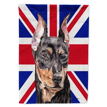 German Pinscher with English Union Jack British Flag Garden Flag