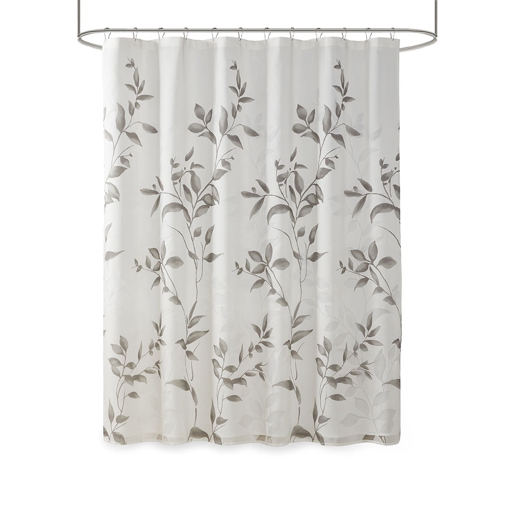 MAYEERTY Burnout Printed Shower Curtain, Grey Floral Bathroom Shower Curtains