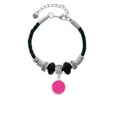 thumbnail image 2 of Delight Jewelry Silvertone Small Hot Pink Enamel Disc Grandmother Celtic Knot Leather Bead Bracelet, 7"+2" Extender, 2 of 4