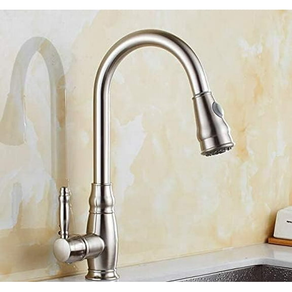 Kitchen Mixer Pull Out Spray Head Kitchen Faucets Deck Mount Kitchen Sink Faucet Crane Cold Hot Water Torneira Cozinha Rotate Single Handle with Aerator,Golden