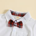 thumbnail image 5 of TAIAOJING Kid Toddler Boy Clothes Outfit Toddler Boys Summer Suit Short Sleeved White Shirt With Bow Tie Red Plaid Shorts Performance Suit Gentleman Suit For 18-24 Months, 5 of 8