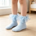 thumbnail image 2 of Abcomgle Ruffle Socks Lace Frilly Ankle Dress Socks For Girls | 1-8 Years Old Princess Growing School Party Outfit Flower Girl Church Socks Light Blue, 2 of 7