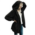 thumbnail image 6 of SDNall Cardigan Sweaters for Women Trendy Solid Color Casual Plush Cardigan Long Sleeve Pockets Blouse Coat Tops Fuzzy Pajamas for Women (Black, Sizes S-XXXL), 6 of 9