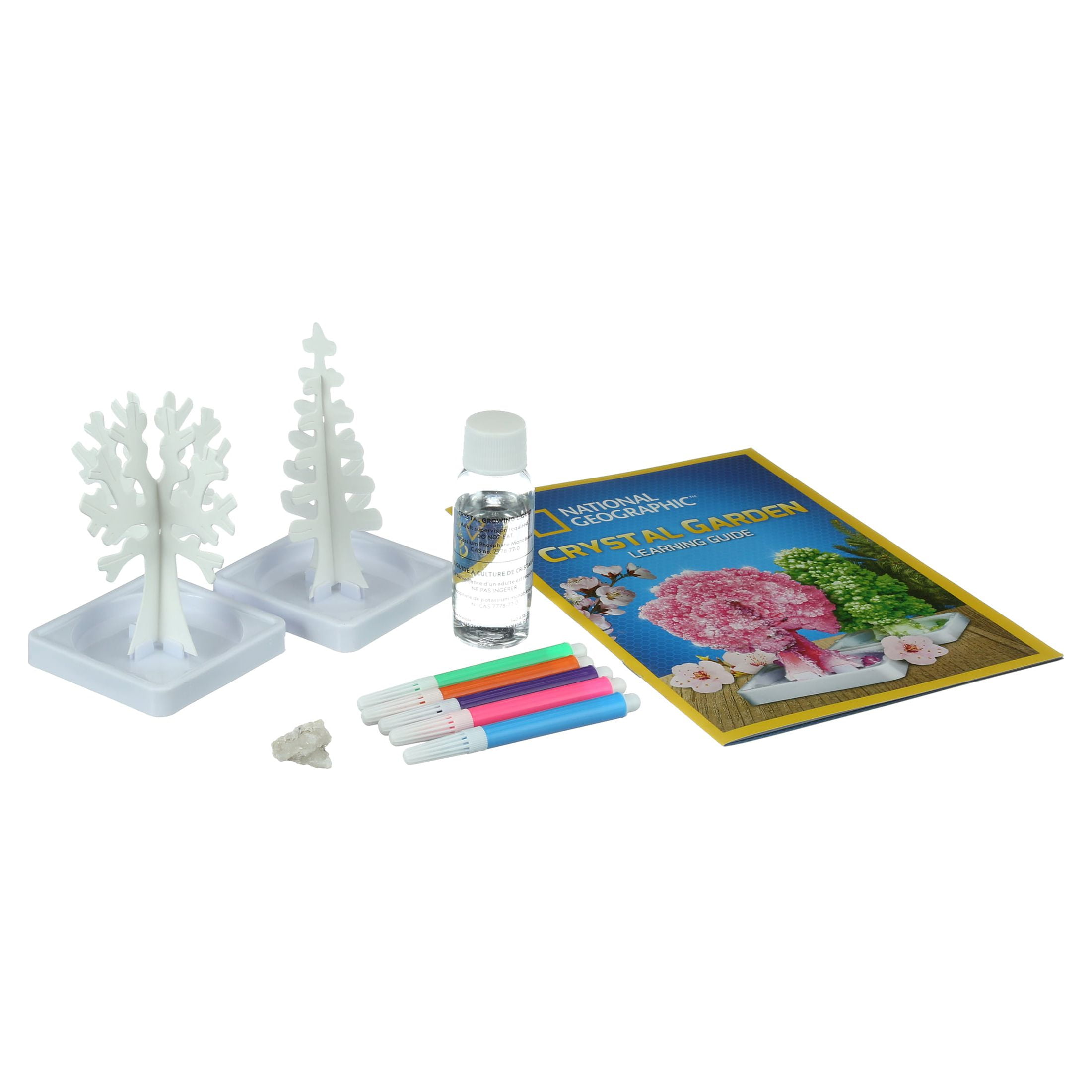 NATIONAL GEOGRAPHIC Crystal Growing Garden – Grow Two Crystal Trees in Just 6 Hours with this Crystal Growing Kit for Kids, Includes Geode, Learning Guide, and More, Great Gift for Boys and Girls