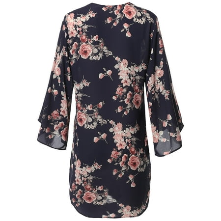 FashionOutfit - FashionOutfit Women's Floral 3/4 Sleeves Open Style ...