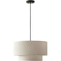 20" Farmhouse Pendant Light Fixtures, 2-Tier Drum Pendant Lighting with Linen Lampshade, 3-Light Modern Hanging Chandeliers for Dining Room, Living Room, Bedroom, and Kitchen