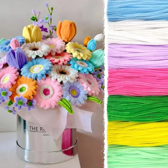 500Pcs Pipe Cleaners and Includes a Variety of Accessories, 5 Colors Pipe Cleaners Crafts,Cute Pizza Shape Chenille Stems for Arts and Craft Projects Creative DIY Decorations