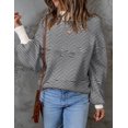thumbnail image 2 of Women's 2026 Fall Fashion Turtleneck Long Sleeve Striped Ribbed Knit Loose Pullover Sweater Tops, 2 of 17