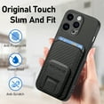 thumbnail image 5 of Magnetic Carbon Fiber Case for iPhone 13 Pro with Holder Kickstand, Fiber Texture Wallet Phone Case with Card Holder Durable Military Grade Protection Cover for iPhone 13 Pro, Black, 5 of 10