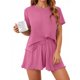 thumbnail image 3 of UVN Conjuntos de Pijama de Verano para Mujer, Conjunto de Ropa de Dormir de Manga Corta, Atuendos Casuales de 2 Piezas para Mujer, Conjuntos para Estar en Casa, 3 of 10