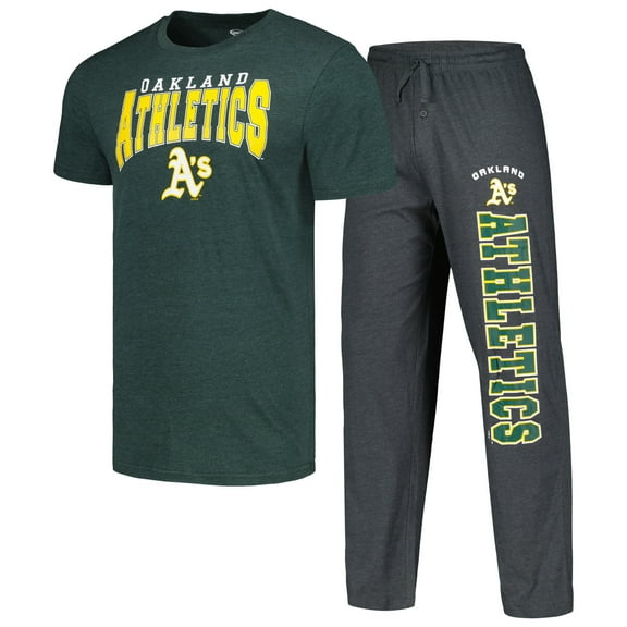 Men's Concepts Sport Charcoal/Green Oakland Athletics Meter Top & Pants Sleep Set