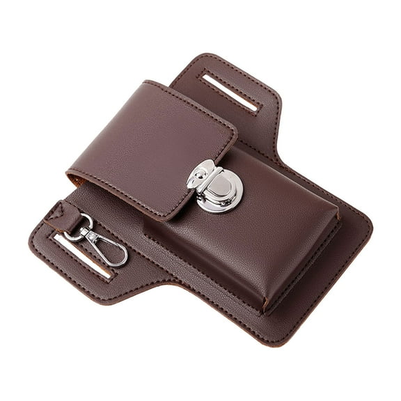 Tuphregyow Genuine Leather Phone Holster with Belt Clip, Flip Cover Phone Case for Cell Phone Belt Holder, Universal Smartphone Pouch Brown