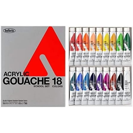 Acrylic Designer Gouache - Set of 18, 12 ml Tubes