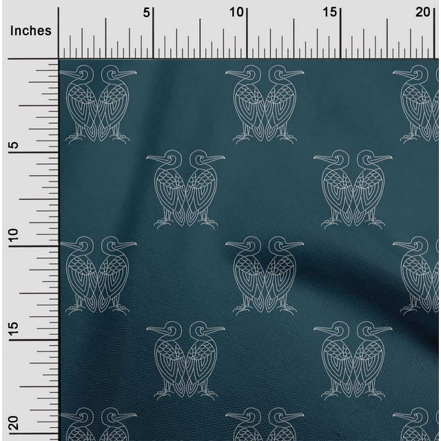 oneOone Viscose Chiffon Fabric Bird Artistic Sashiko Printed Craft Fabric BTY 42 Inch Wide