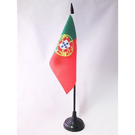 Portugal Table Flag 4'' x 6'' plastic stick and base