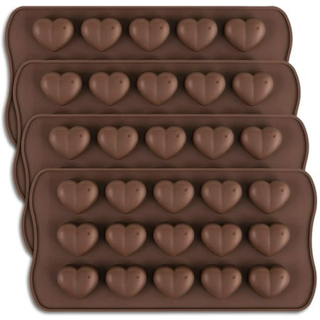 

15-Cavity Heart Shape Chocolate Mold Set of 4 PCS Silicone Valentine Heart Chocolate Gummy and Candy Mold