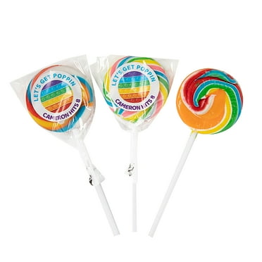 Fun Express Personalized Lotsa Pops Party Rainbow Swirl Lollipops – 24 Pieces