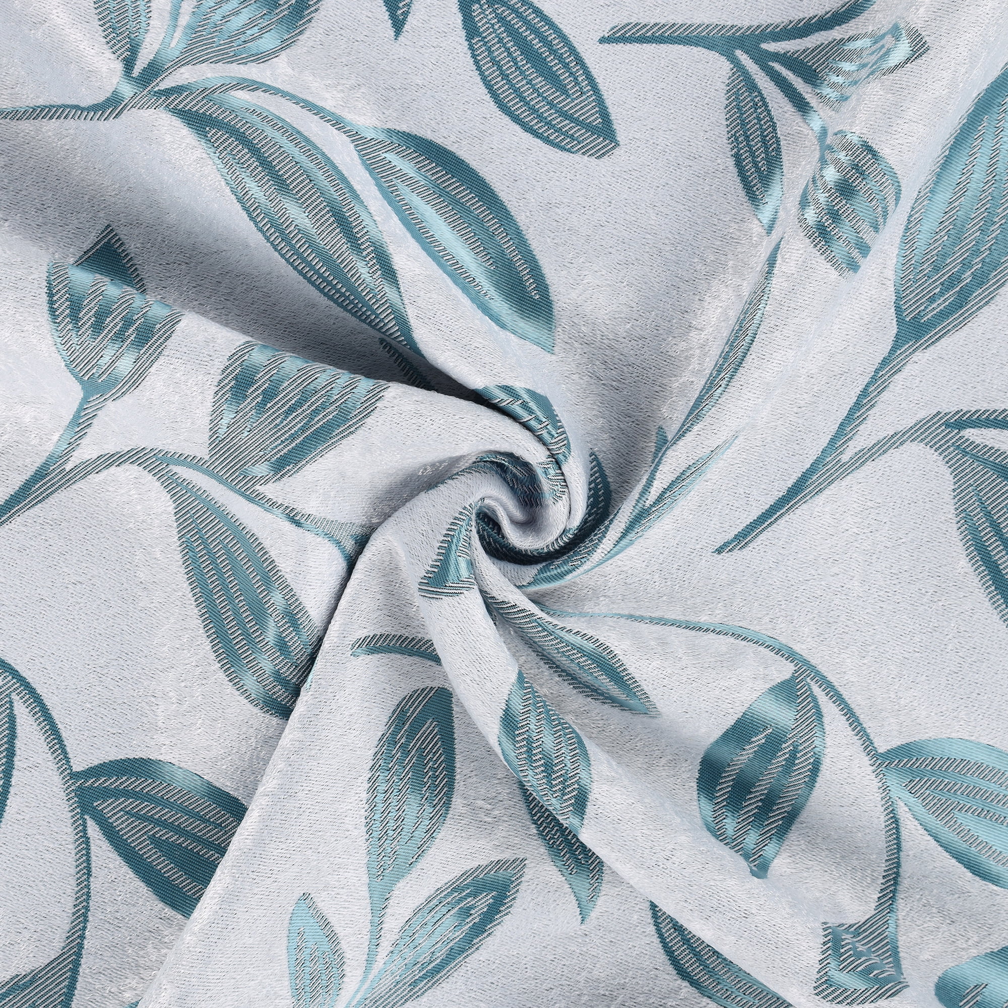 Superior Blackout Leaves Back Tab Curtains Set of 2, Light Filtering Curtain Panel Set, Teal, 52"W x 108"L
