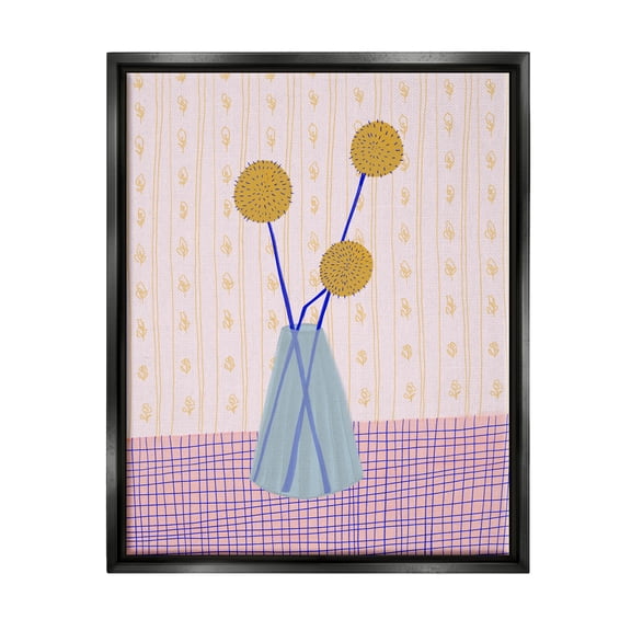 Stupell Modern Craspedia Botanical Blooms Botanical & Floral Painting Black Floater Framed Art Print Wall Art