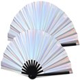 thumbnail image 3 of 2 Pcs Ventilateur à Main Rave Grand Ventilateur Pliant en Bambou pour Fêtes Festivals, 3 of 7
