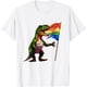 thumbnail image 5 of Camiseta premium con diseño divertido de dinosaurio y bandera antiarcoíris con diseño de galaxia espacial y arcoíris, últimas camisetas holgadas de verano de estilo Harajuku para mujer, 5 of 5