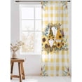 thumbnail image 3 of Sheer Curtains 84 Inches Long, Sunflower Semi Sheer Curtains Light Filtering Window Treatment, Gnomes Yellow Checkered Eucalyptus Leaves Privacy Voile Drapes for Living Room Bedroom 52x84 Inch, 3 of 7