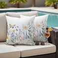 thumbnail image 5 of Outdoor Pillow Covers Watercolor Flower Daisy Butterfly Waterproof Pillow Cases 20x20 Set of 2, Spring Floral Leaves Throw Pillow Cover Pillowcase for Patio Balcony Couch Garden, 5 of 9