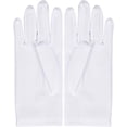 thumbnail image 4 of Rungopro 2 Pairs Womens Short Satin Opera Gloves Formal Dancing Gloves for Wedding Bridal Banquet Party Gloves 1920s Flapper Accessories, White, 4 of 5