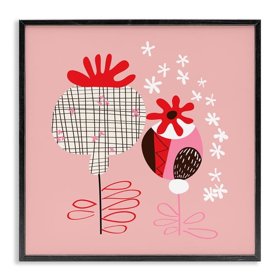 Stupell Industries Eclectic Pink Seed Pods Black Framed Giclee Art, 17 x 17, by Pragya Kothari