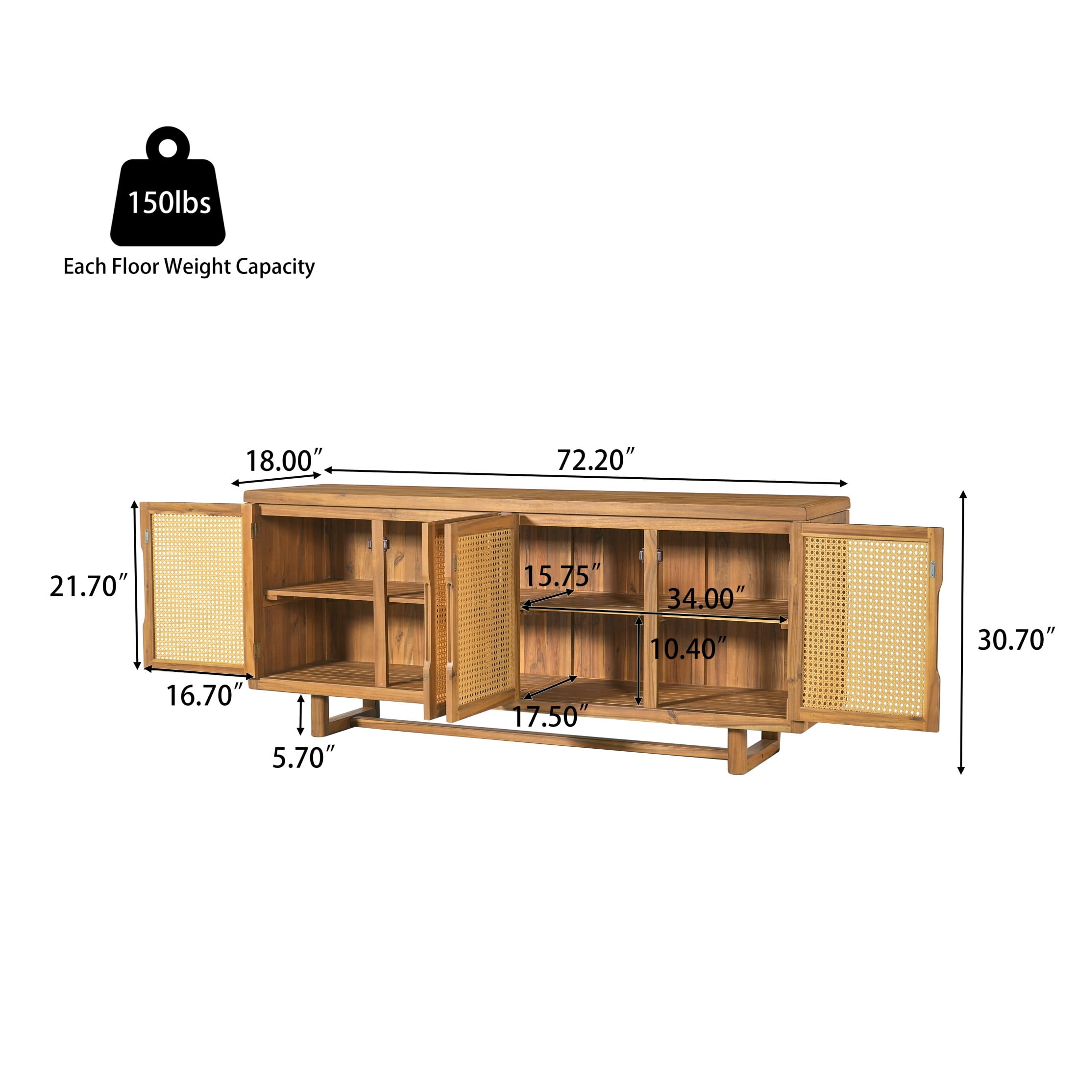 Christopher Knight Home Acacia Wood Outdoor Sideboard Storage Cabinet with Wicker Door, Teak+Yellow