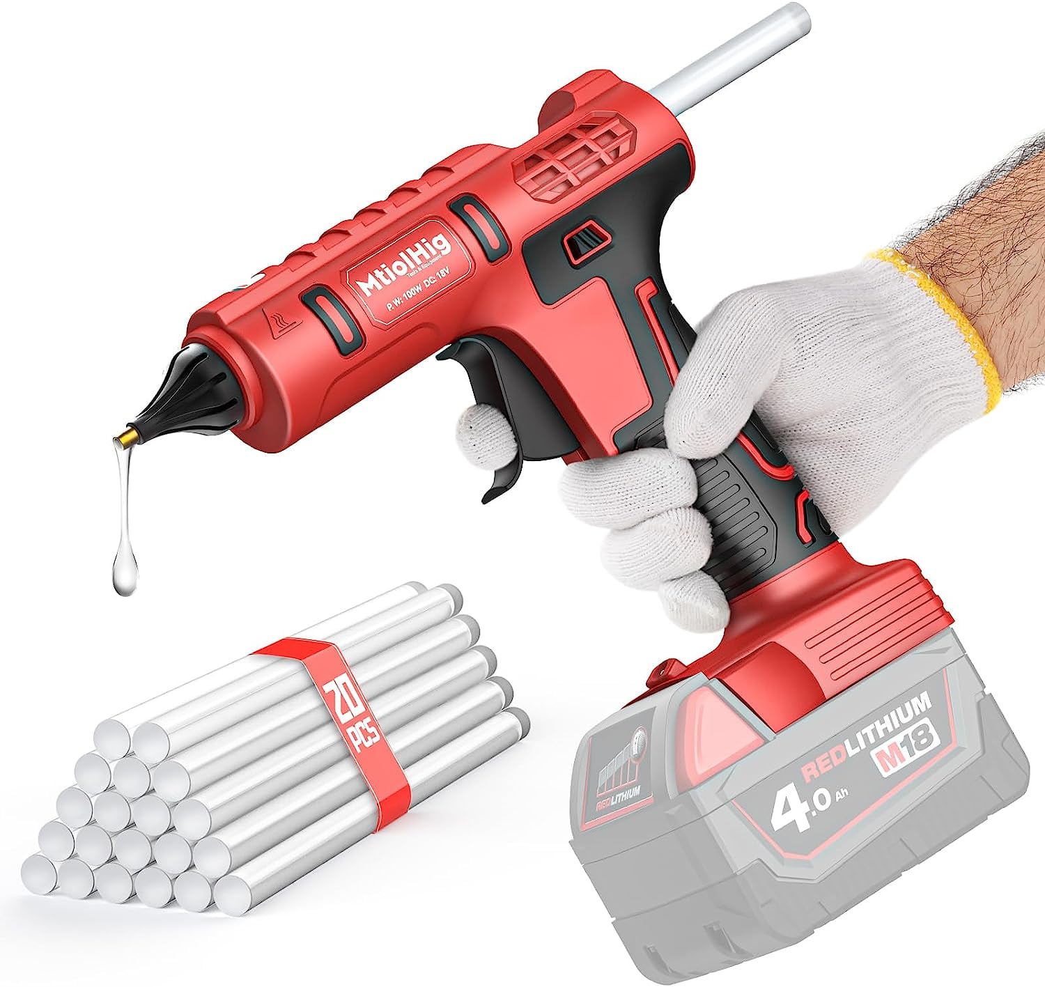  Cordless Hot Glue Gun for Milwaukee M18, Handheld Glue Gun for  Milwaukee 18V Max Li-ion Battery, 30s Quick Preheat, for Arts & Crafts &  DIY with 30 Glue Sticks (Tool Only) 