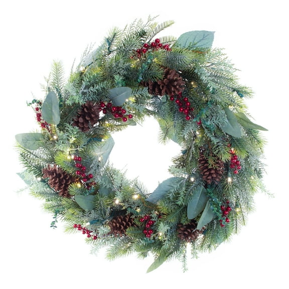 Village Lighting 30 in. Pre-Lit LED Wreath - Winter Frost