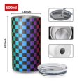 thumbnail image 4 of 20oz Coffee Tumblers Rainbow Checkered Pattern Stainless Steel Vacuum Insulated Travel Tumbler Coffee Cups Mug with Lid and Straw with Cleaning Brush for Cold & Hot Drinks, 4 of 5