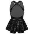 thumbnail image 4 of Alvivi Women’s Ballet Jazz Tap Latin Leotard Dress Sequin Criss Cross Back Unitard Built-in Shorts Black 14/S, 4 of 7