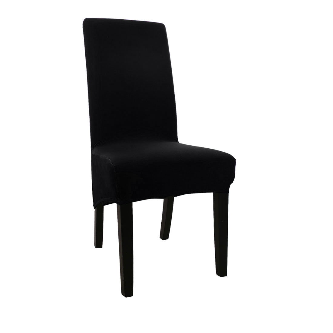 High Back Chair Slipcover Spandex Long Dining Seat Cover Black