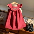 thumbnail image 1 of Robe d'Été pour Fillette, Robe Trapèze pour Fille, Robe Sans Manches Rouge Brique pour Filles, Robe de Princesse pour Filles, 1 of 5