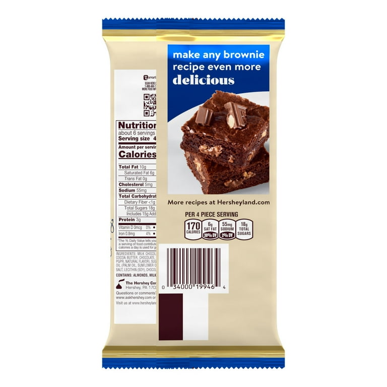 Hershey's Milk Chocolate Giant Candy, Bar 7.56 oz, 25 Pieces