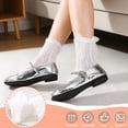 thumbnail image 4 of Bocaoying 8 Pairs Women's Lace Ankle Socks, White Frilly Cute Lettuces Socks Sheer Socks for Women with Bow & Heart, Sweet Lolita Thin Casual Socks, Y2K Styles Casual Socks for Daily Wear, 5-10, 4 of 7