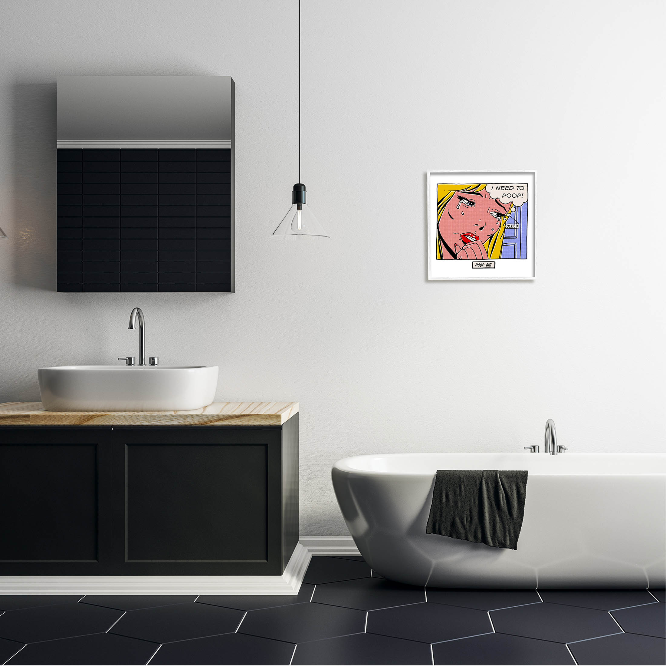 Stupell Industries Need To Poop Classic Comic Graphic Art White Framed Art Print Wall Art, Design by Matheus Lopes Castro